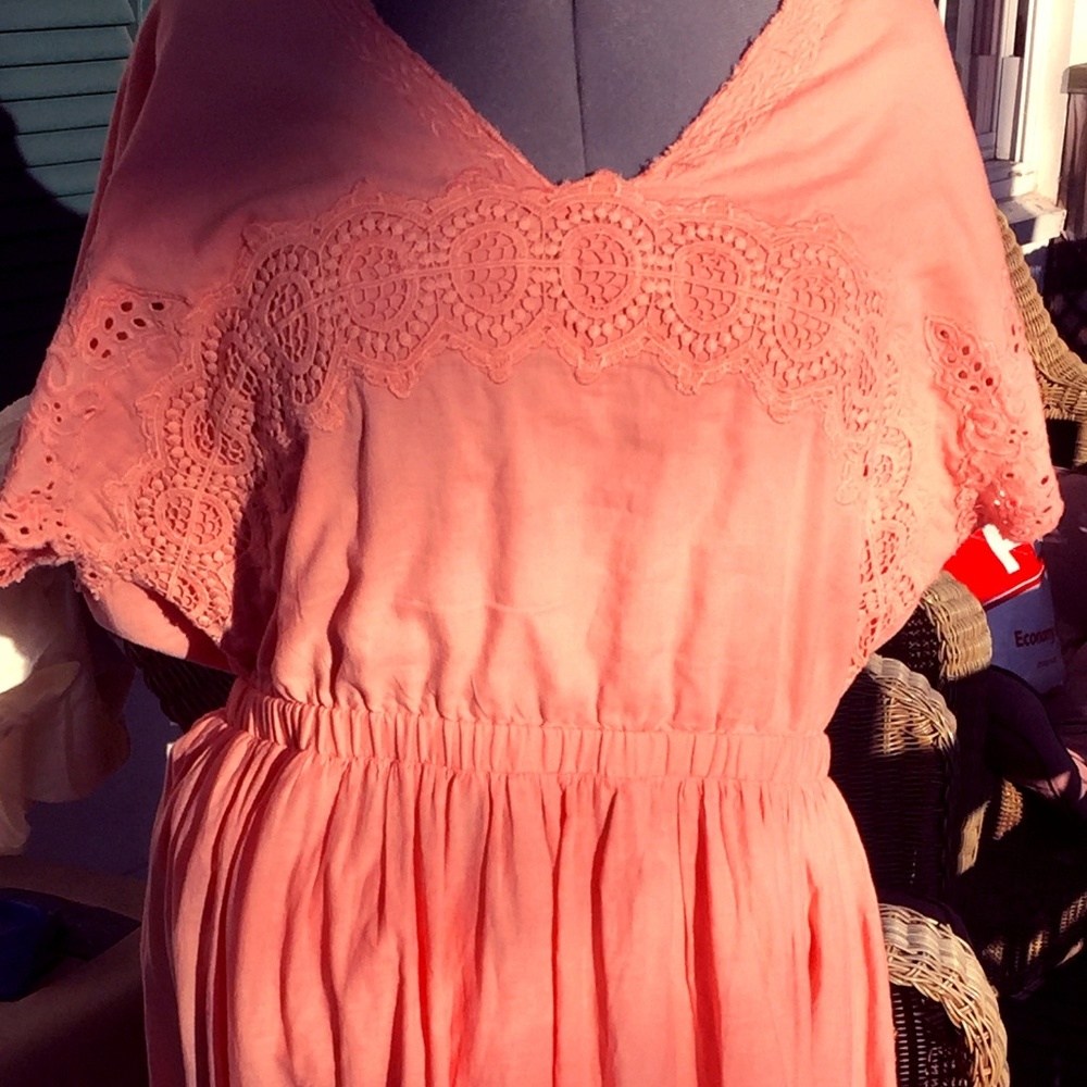 Plus Size Seventh Avenue Peach Lace Short Dress